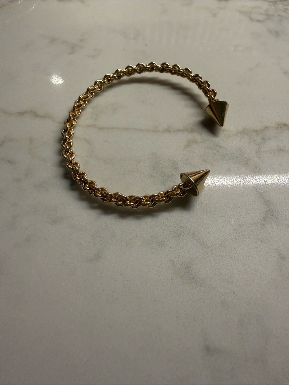 BOUTIQUE - Gold-Tone Chain Cuff Bracelet with Spike End Caps - Women